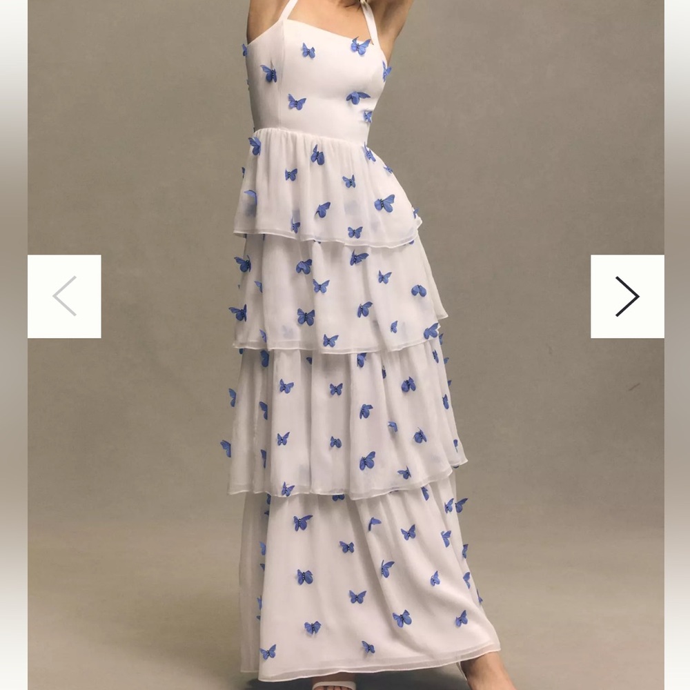 NWT White Butterfly Tiered Maxi Dress; Dress the Population; Bridal